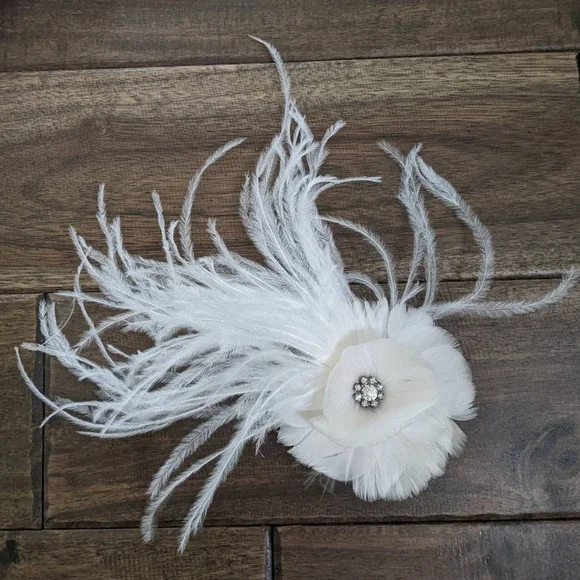 Accessories | Vintage White Feather Rhinestone Pearl  display picture 2